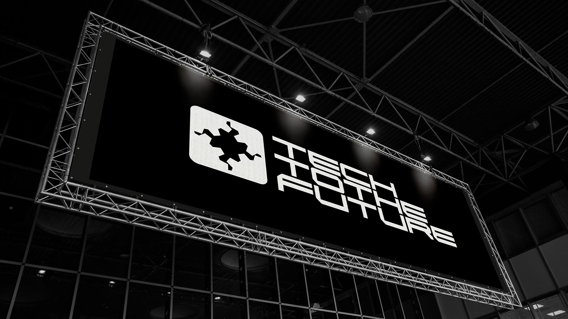 Dit is een spandoek voor Tech To The Future. Dit spandoek beeldt het logo van Tech To The Future uit, en hangt boven de ingang van het evenement in het Martiniplaza in Groningen.